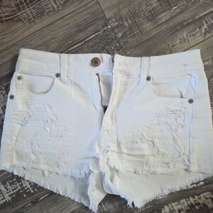 American Eagle Outfitters White Frayed Jean Shorts